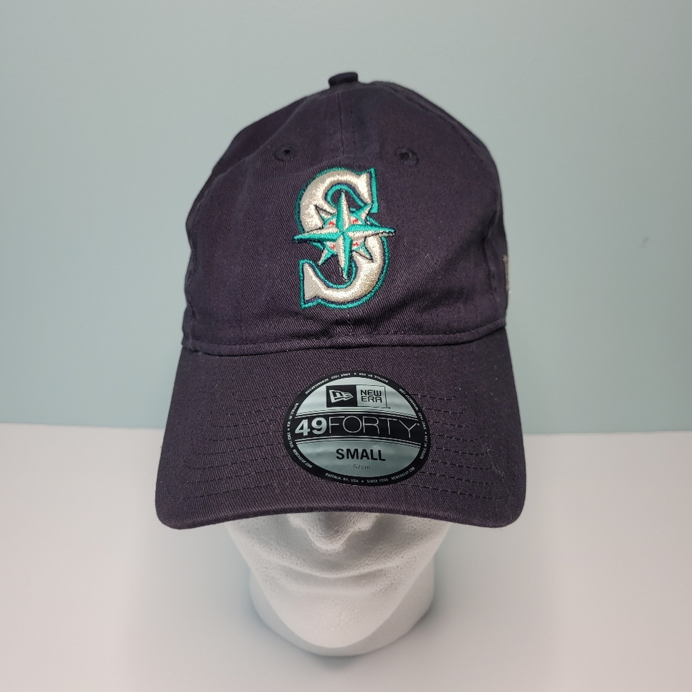 New Era Seattle Mariners Baseball Core Fitted 49FORTY Hat Cap Navy Adult Small